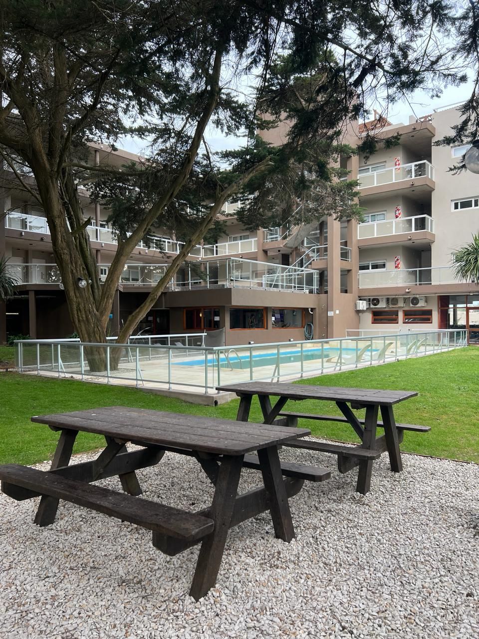 Parque con parrillas entre los pinos